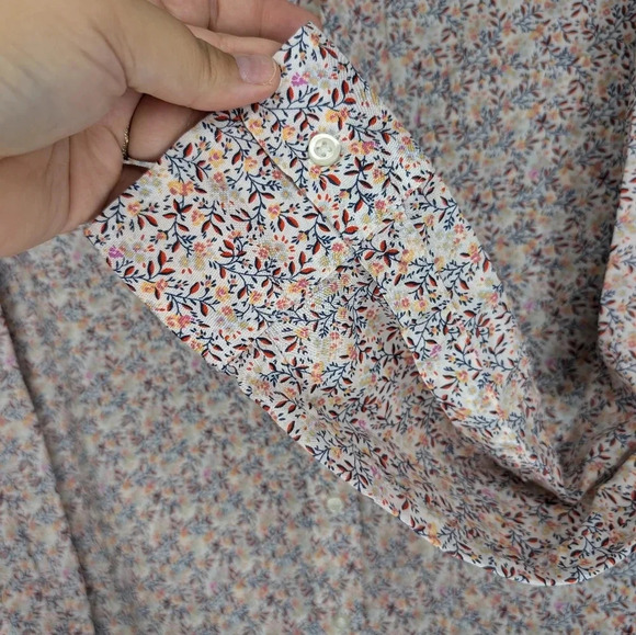 GAP Perfect  Shirt Collared Button Down Floral Print Top Women Large - Picture 6 of 11